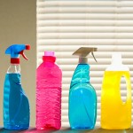 Bottles of cleaning supplies