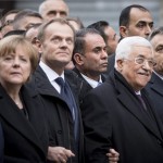 Jobbra Orbán Viktor miniszterelnök, mellette Francois Hollande francia elnök (b), Angela Merkel német kancellár (b2), Donald Tusk, az Európai Tanács elnöke (b3) és Mahmúd Abbász, a Palesztin Hatóság elnöke (j2)